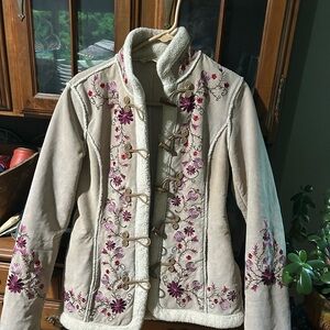 St. John's Bay Floral Embroidered Cream Jacket